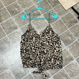 Leopard Front Knot Top